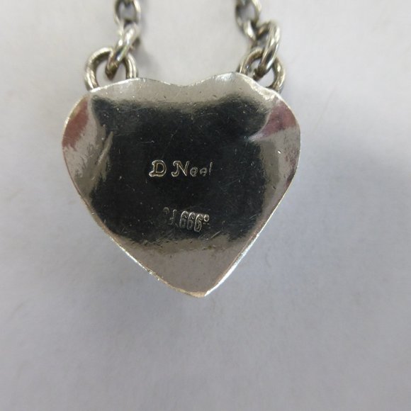 Cast 999 Silver Brutalist Heart Necklace Pendant - Picture 5 of 6